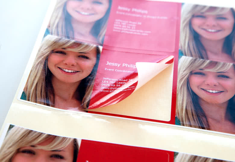 Create personalised Business Card Stickers with text and photo at smartphoto